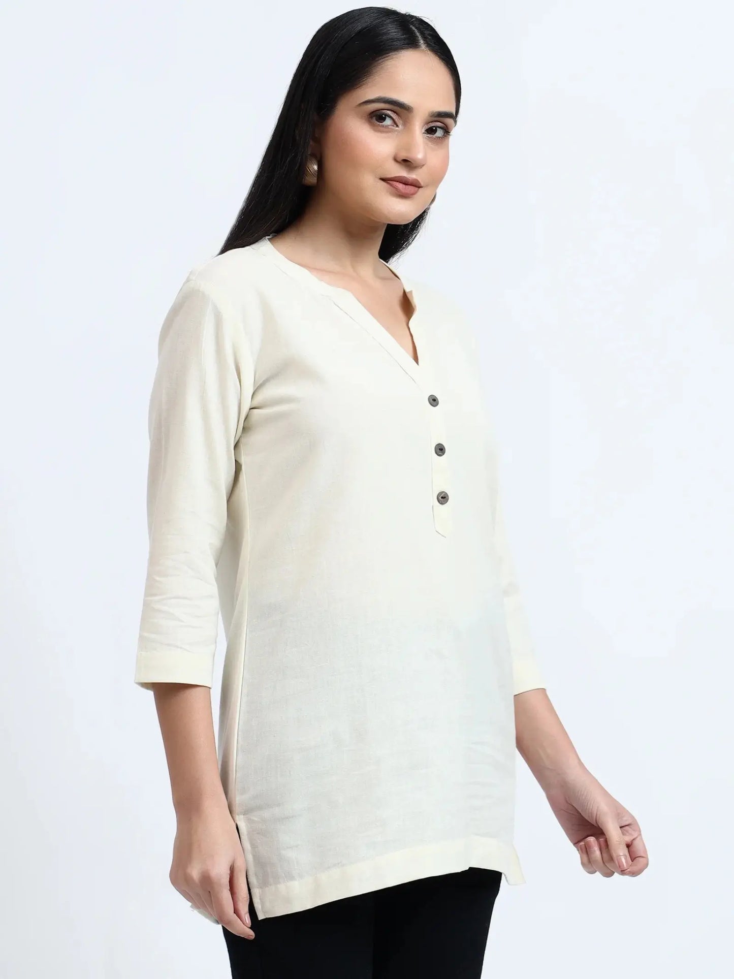 Breathable Linen Kurta For All Day Comfort - Ecru