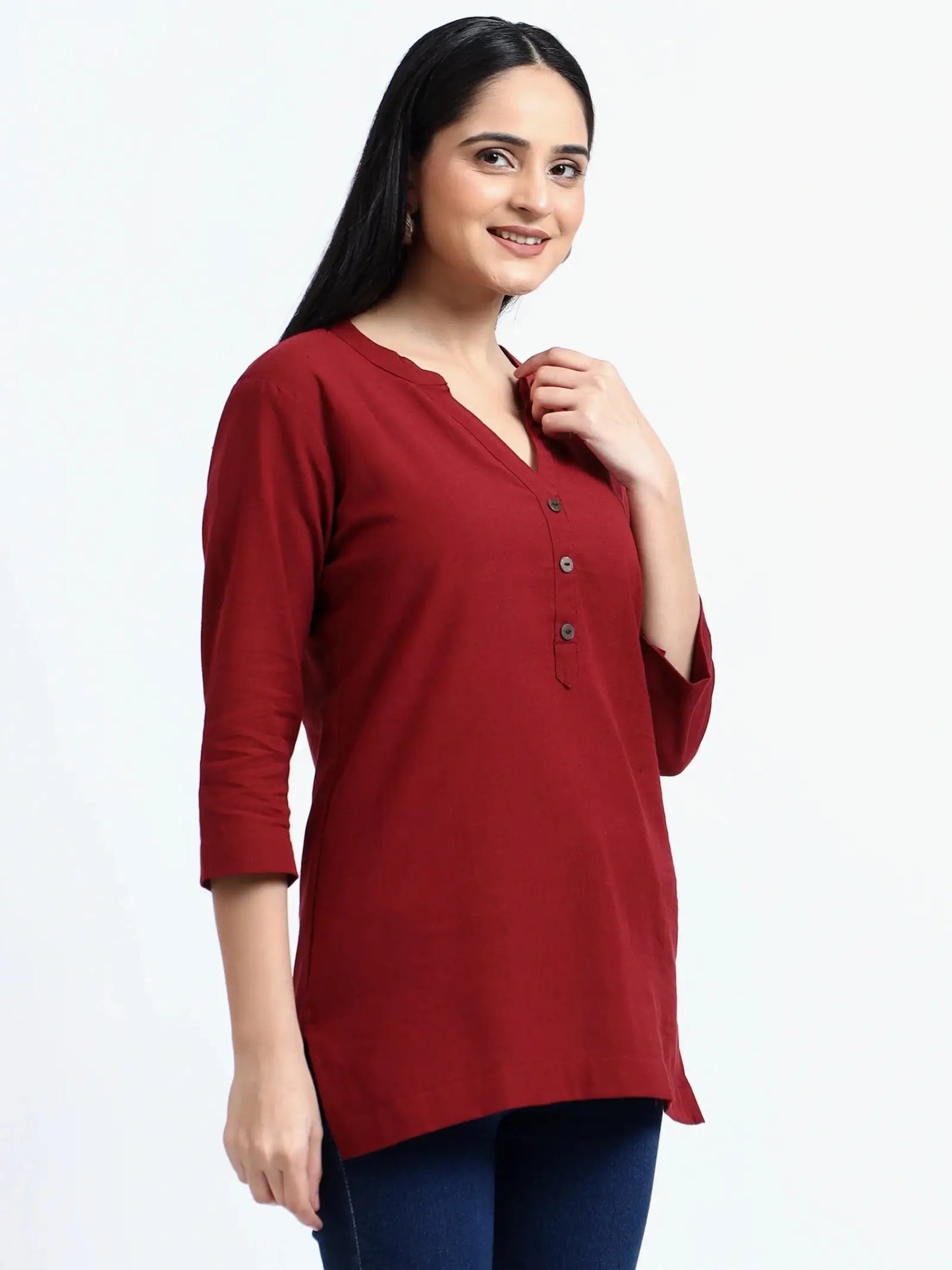 Breathable Linen Kurta For All Day Comfort - Wine