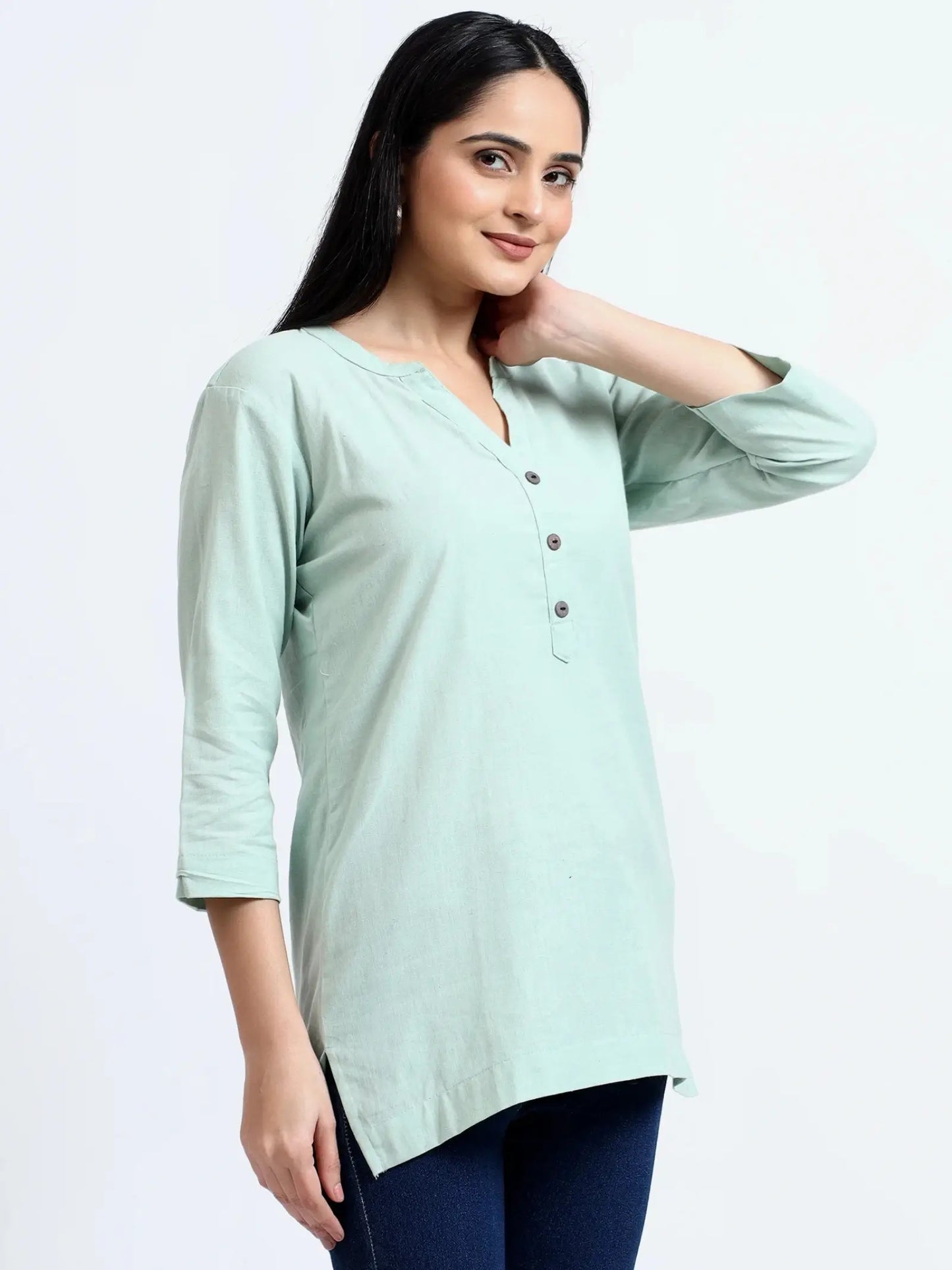 Breathable Linen Kurta For All Day Comfort - Mint Green