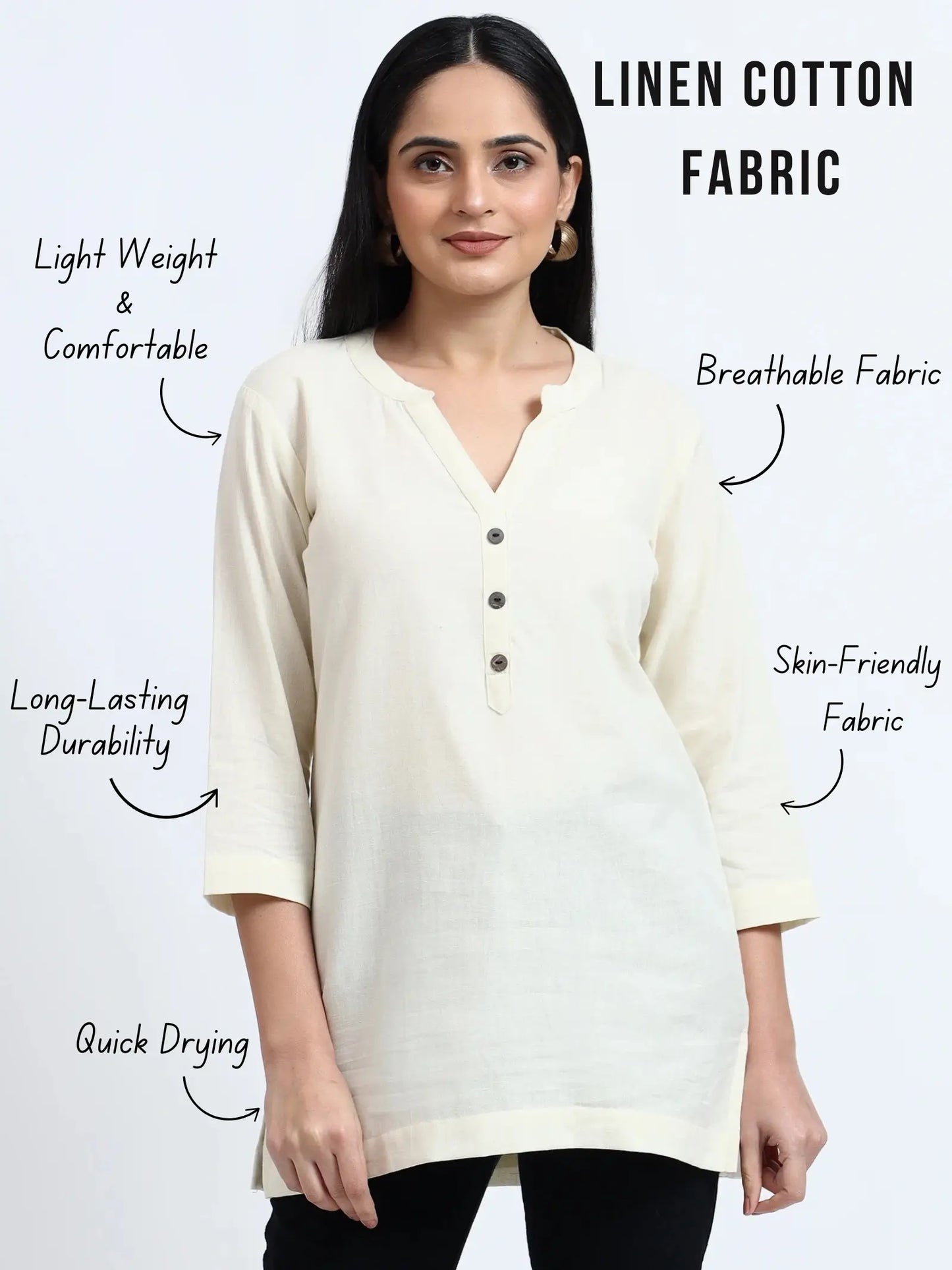 Breathable Linen Kurta For All Day Comfort - Ecru