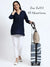Airy Linen Kurta Navy Blue & Cotton Pants White Pair for Everyday Wear