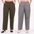 Olive & Grey Wide Leg Cotton Pants Combo