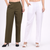 Beige & Olive Wide Leg Cotton Pants Combo