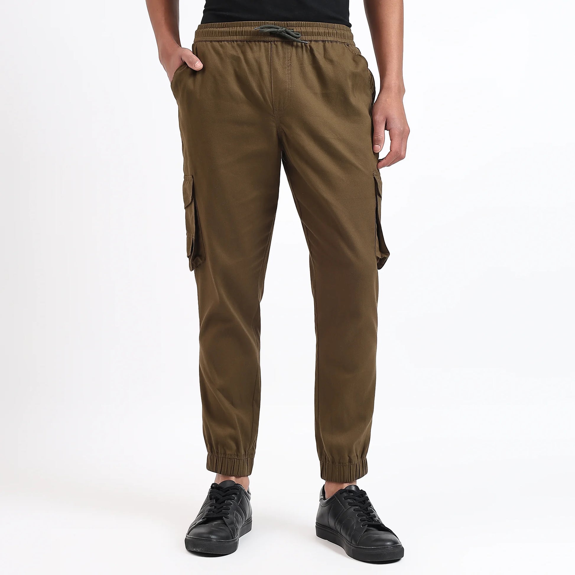 olive green men cargo joggers