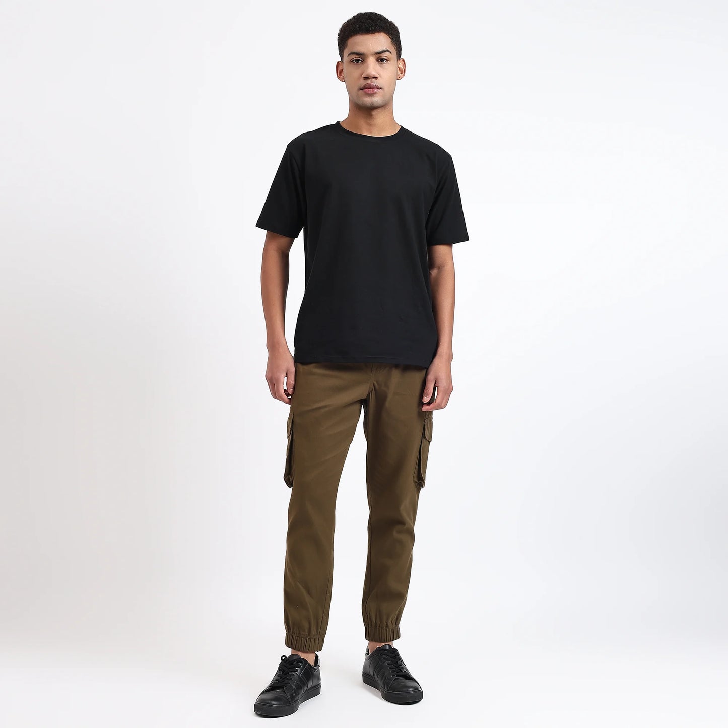 Men's Cotton Cargo Joggers | 6 Pocket Casual Pants Olive Green