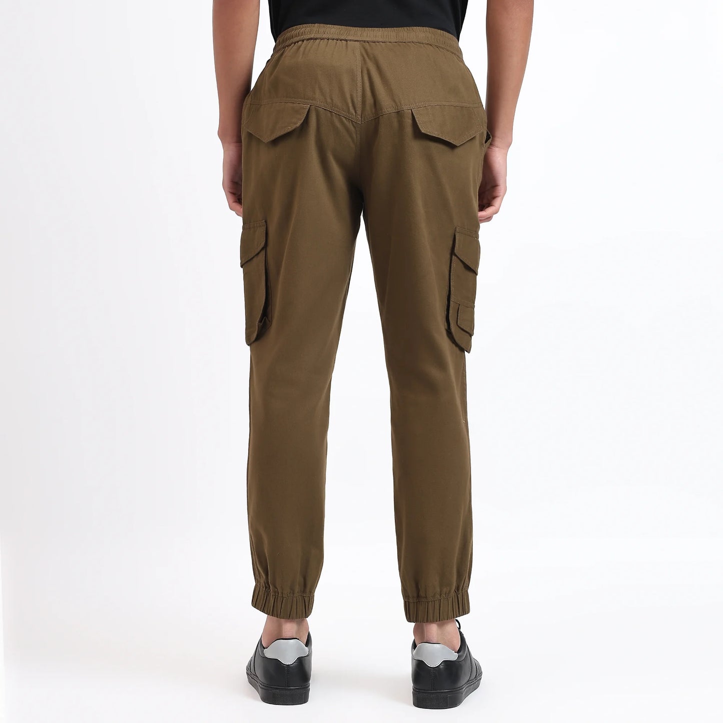 Men's Cotton Cargo Joggers | 6 Pocket Casual Pants Olive Green