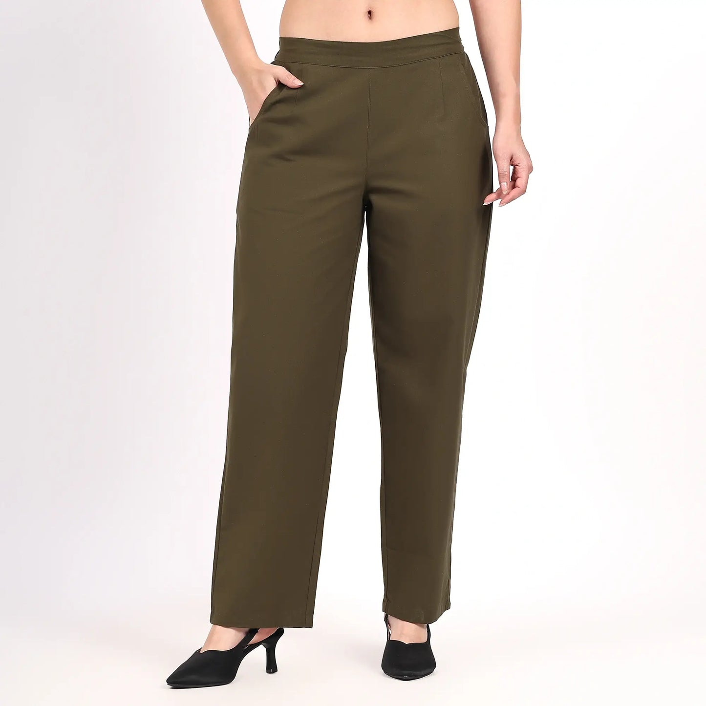 Olive Wide Leg Cotton Pants | Perfect for Everyday Comfort