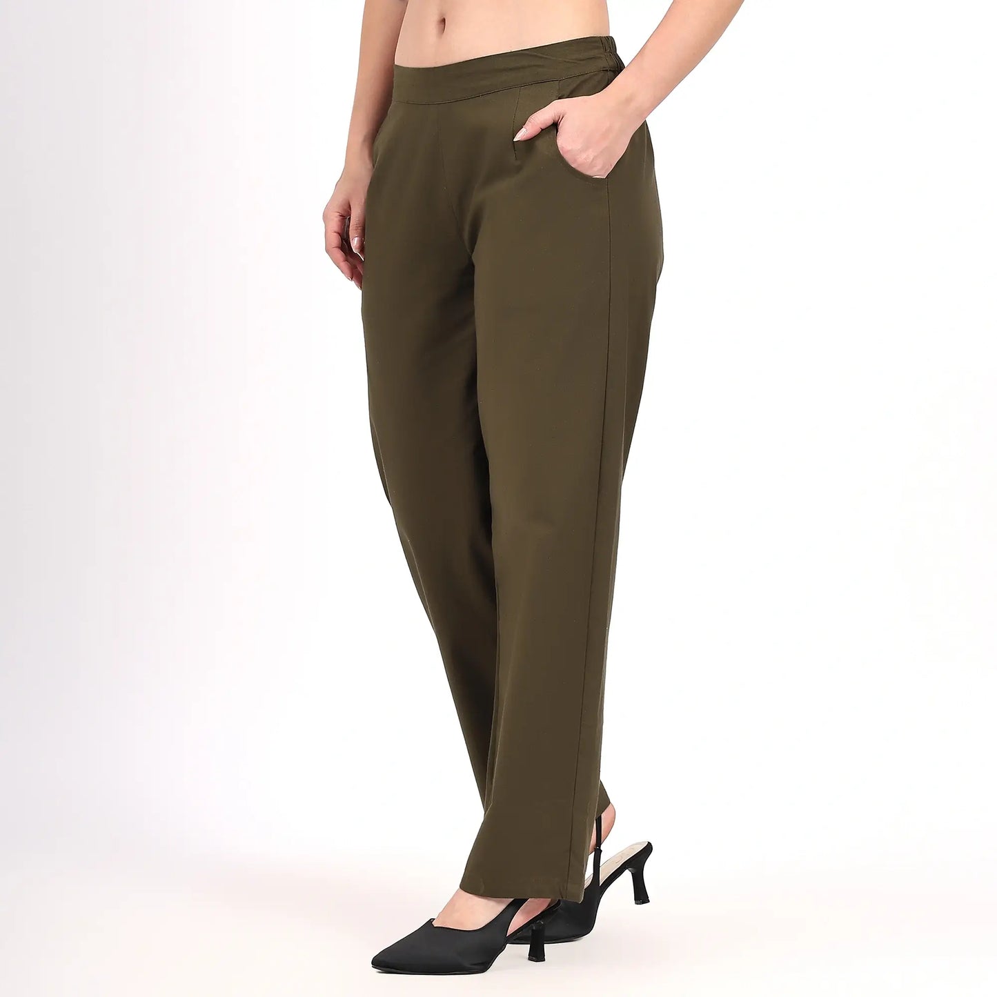 Olive Wide Leg Cotton Pants | Perfect for Everyday Comfort