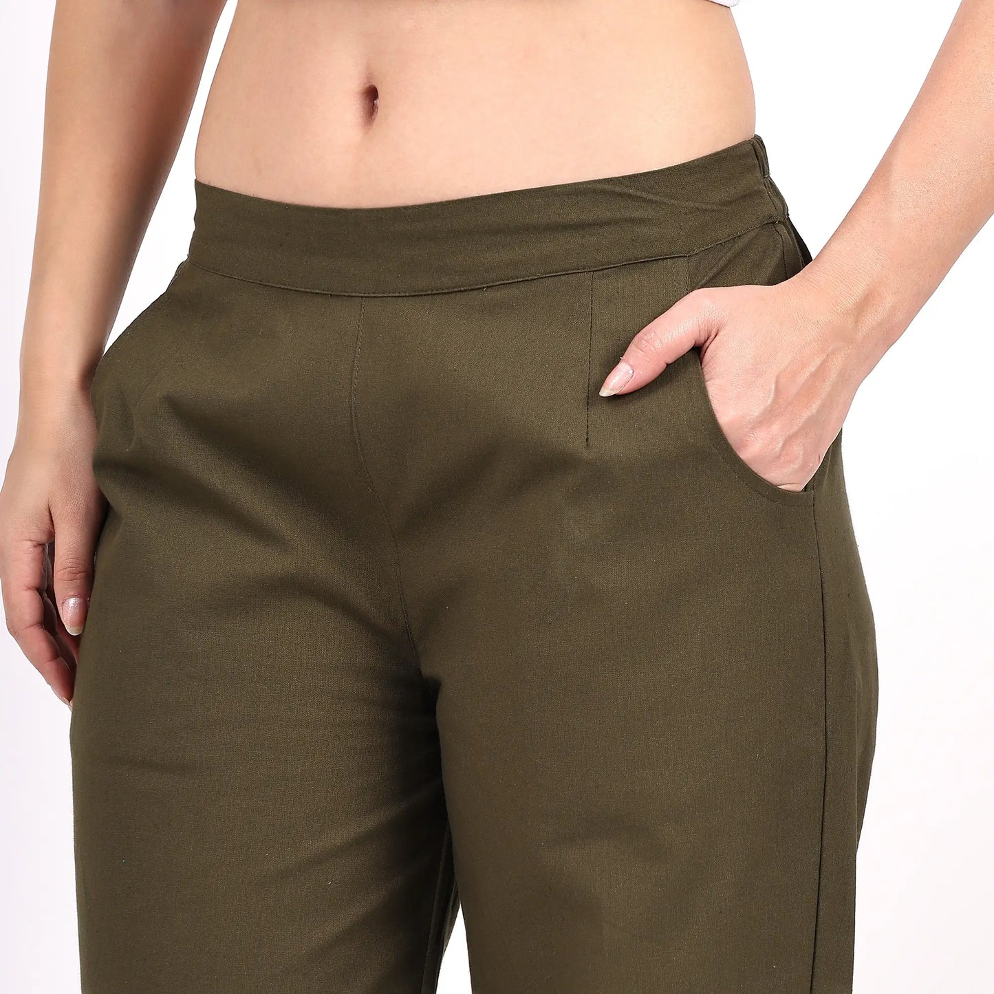 Olive Wide Leg Cotton Pants | Perfect for Everyday Comfort