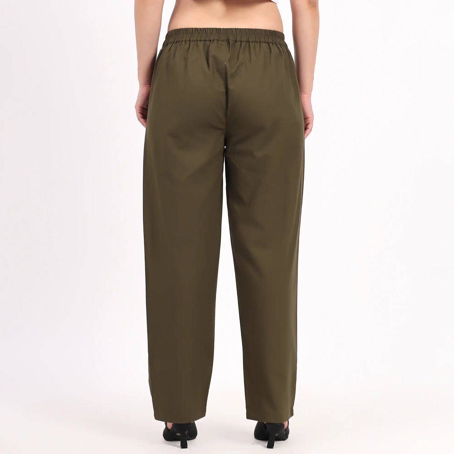 Olive Wide Leg Cotton Pants | Perfect for Everyday Comfort