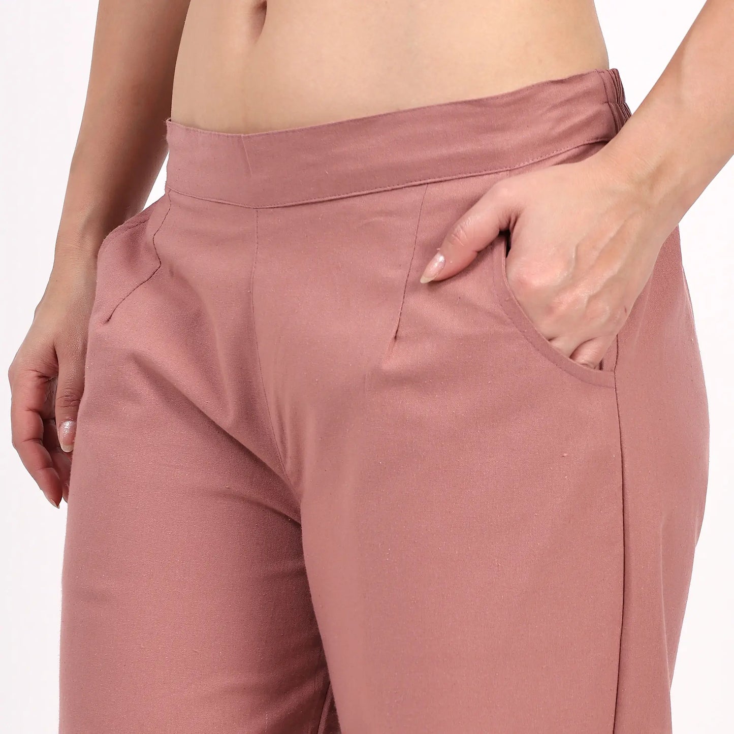 Rose Taupe Wide Leg Cotton Pants | Perfect for Everyday Comfort