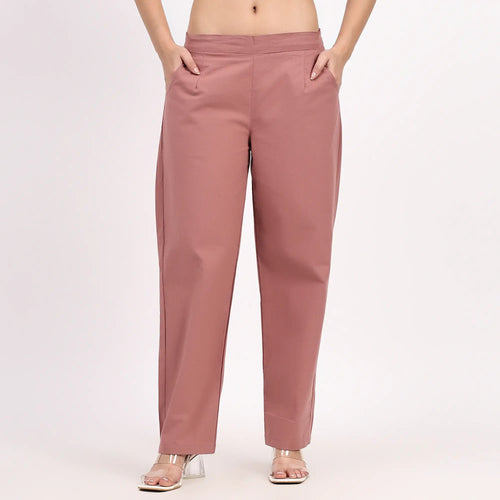 Rose Taupe Wide Leg Cotton Pants | Perfect for Everyday Comfort