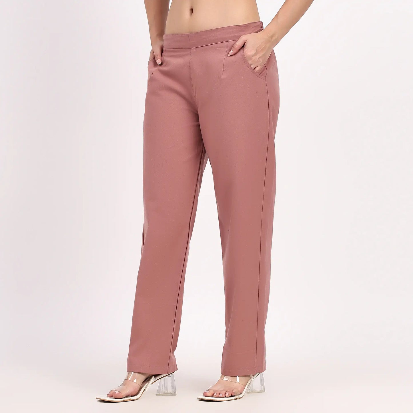 Rose Taupe Wide Leg Cotton Pants | Perfect for Everyday Comfort