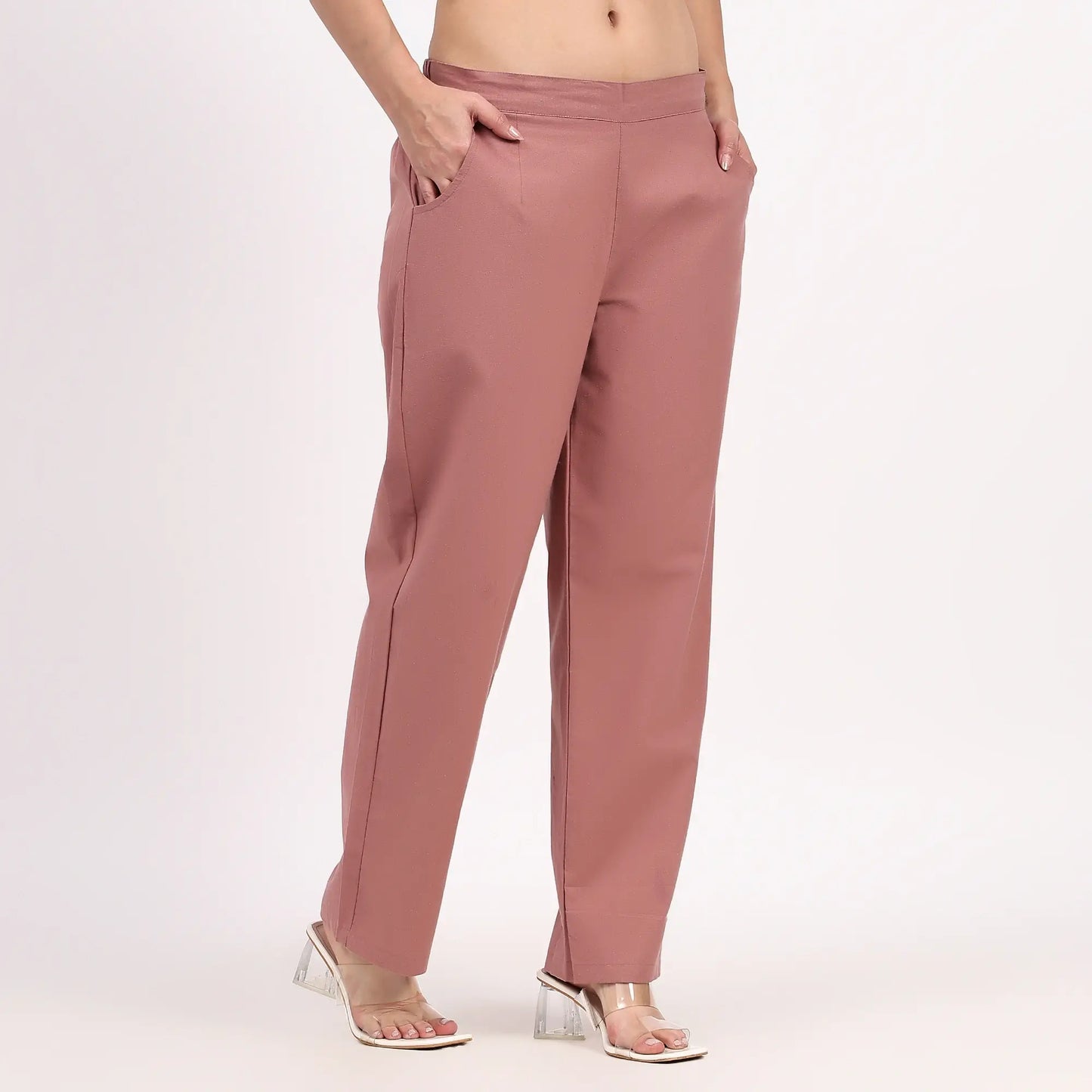 Rose Taupe Wide Leg Cotton Pants | Perfect for Everyday Comfort