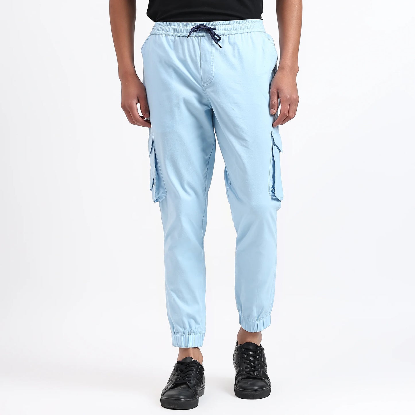 sky blue men cargo joggers