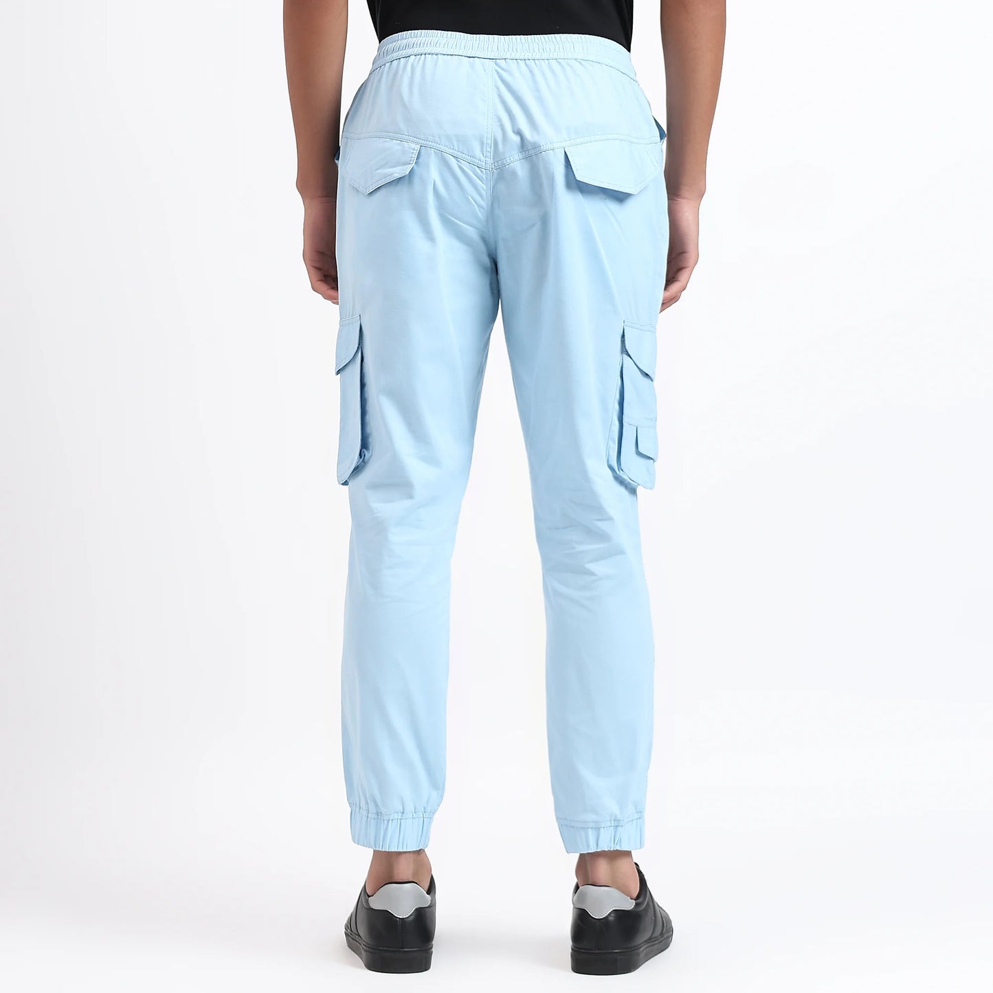 Men's Cotton Cargo Joggers | 6 Pocket Casual Pants Sky Blue