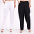 White & Black Wide Leg Cotton Pants Combo
