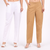 Khaki & White Wide Leg Cotton Pants Combo