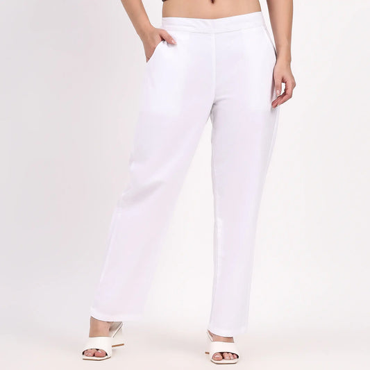 White Wide Leg Cotton Pants | Perfect for Everyday Comfort