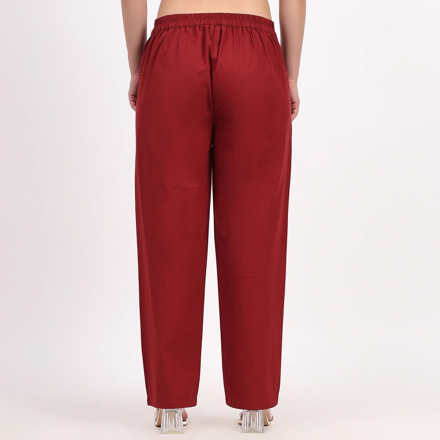 Wine Wide Leg Cotton Pants | Perfect for Everyday Comfort