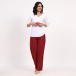 Wine Wide Leg Cotton Pants | Perfect for Everyday Comfort
