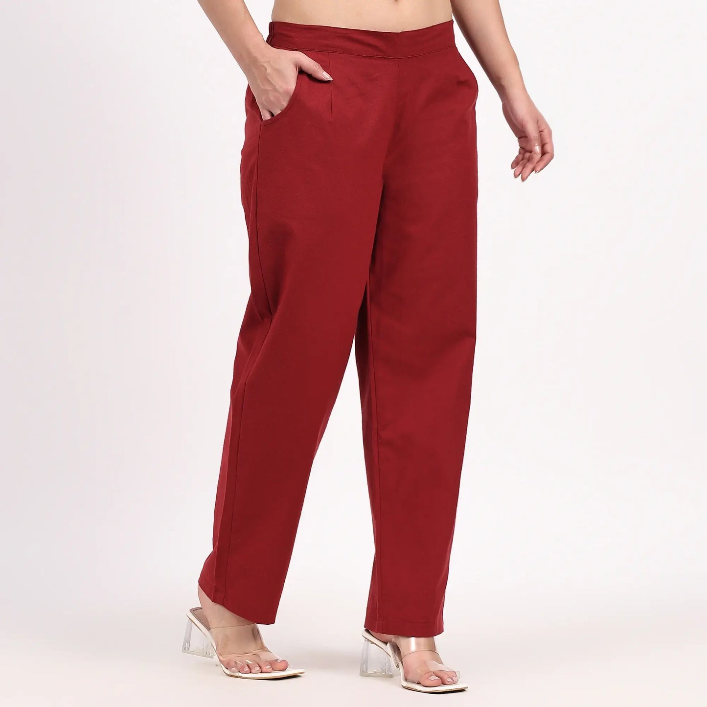 Wine Wide Leg Cotton Pants | Perfect for Everyday Comfort